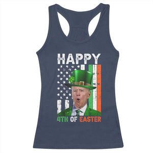 Funny Biden St Patricks Day Racerback Tank Top Happy 4th Of Easter American Irish Flag Shamrock TS02 Navy Print Your Wear