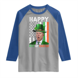 Funny Biden St Patricks Day Raglan Shirt Happy 4th Of Easter American Irish Flag Shamrock TS02 Sport Gray Royal Print Your Wear