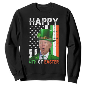 Funny Biden St Patricks Day Sweatshirt Happy 4th Of Easter American Irish Flag Shamrock TS02 Black Print Your Wear