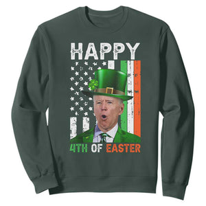 Funny Biden St Patricks Day Sweatshirt Happy 4th Of Easter American Irish Flag Shamrock TS02 Dark Forest Green Print Your Wear