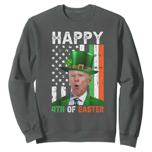 Funny Biden St Patricks Day Sweatshirt Happy 4th Of Easter American Irish Flag Shamrock TS02 Dark Heather Print Your Wear