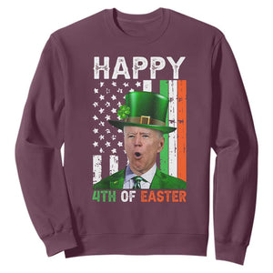 Funny Biden St Patricks Day Sweatshirt Happy 4th Of Easter American Irish Flag Shamrock TS02 Maroon Print Your Wear