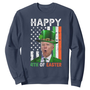 Funny Biden St Patricks Day Sweatshirt Happy 4th Of Easter American Irish Flag Shamrock TS02 Navy Print Your Wear