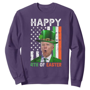 Funny Biden St Patricks Day Sweatshirt Happy 4th Of Easter American Irish Flag Shamrock TS02 Purple Print Your Wear