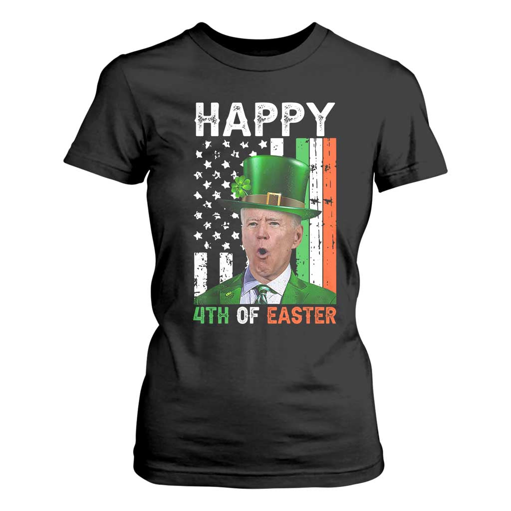 Funny Biden St Patricks Day T Shirt For Women Happy 4th Of Easter American Irish Flag Shamrock TS02 Black Print Your Wear