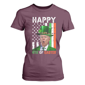 Funny Biden St Patricks Day T Shirt For Women Happy 4th Of Easter American Irish Flag Shamrock TS02 Maroon Print Your Wear