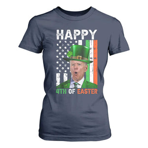 Funny Biden St Patricks Day T Shirt For Women Happy 4th Of Easter American Irish Flag Shamrock TS02 Navy Print Your Wear