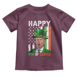 Funny Biden St Patricks Day Toddler T Shirt Happy 4th Of Easter American Irish Flag Shamrock TS02 Maroon Print Your Wear