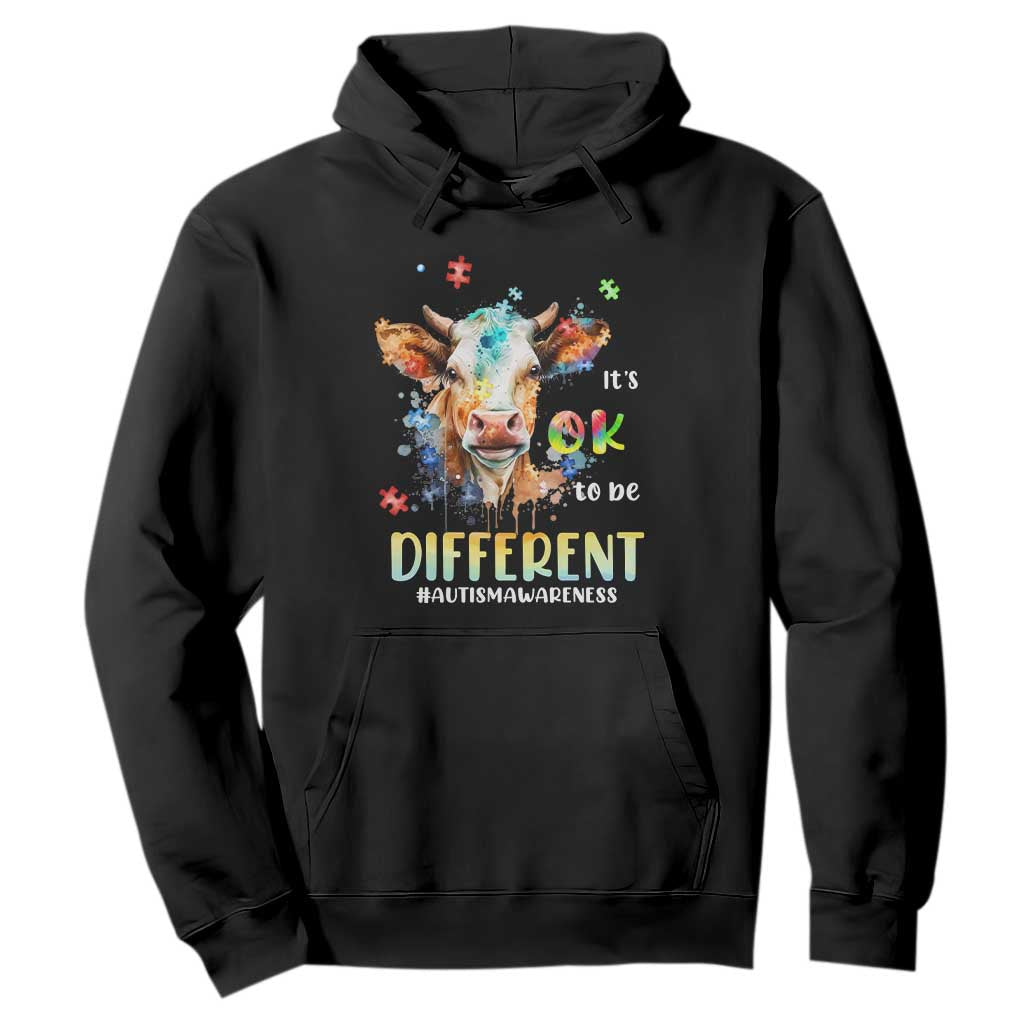 Cow Autism Awareness Hoodie Acceptance It's Ok To Be Different Puzzle Piece TS02 Black Printyourwear