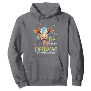 Cow Autism Awareness Hoodie Acceptance It's Ok To Be Different Puzzle Piece TS02 Charcoal Printyourwear
