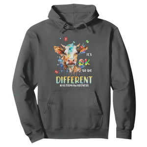 Cow Autism Awareness Hoodie Acceptance It's Ok To Be Different Puzzle Piece TS02 Dark Heather Printyourwear