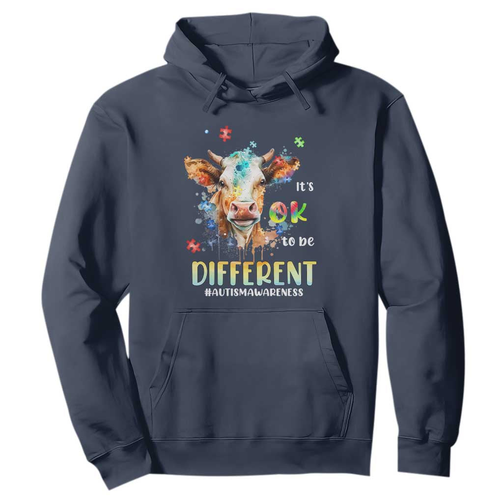 Cow Autism Awareness Hoodie Acceptance It's Ok To Be Different Puzzle Piece TS02 Navy Printyourwear
