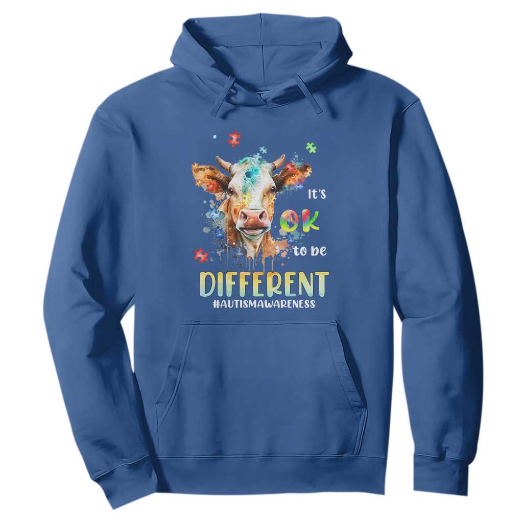 Cow Autism Awareness Hoodie Acceptance It's Ok To Be Different Puzzle Piece TS02 Royal Blue Printyourwear