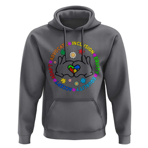 Autism Acceptance Hoodie Accept Adapt Advocate Inclusion Equity Equality TS02 Charcoal Printyourwear