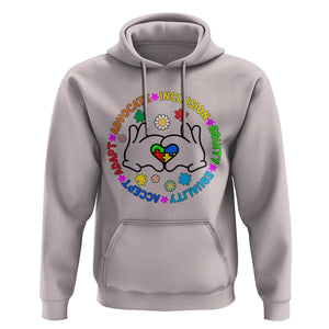 Autism Acceptance Hoodie Accept Adapt Advocate Inclusion Equity Equality TS02 Ice Gray Printyourwear