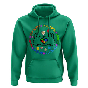 Autism Acceptance Hoodie Accept Adapt Advocate Inclusion Equity Equality TS02 Irish Green Printyourwear