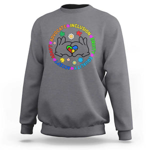 Autism Acceptance Sweatshirt Accept Adapt Advocate Inclusion Equity Equality TS02 Charcoal Printyourwear