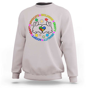 Autism Acceptance Sweatshirt Accept Adapt Advocate Inclusion Equity Equality TS02 Ice Gray Printyourwear