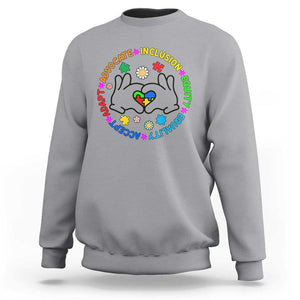 Autism Acceptance Sweatshirt Accept Adapt Advocate Inclusion Equity Equality TS02 Sport Gray Printyourwear