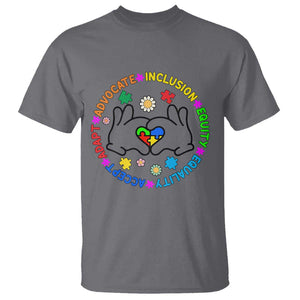 Autism Acceptance T Shirt Accept Adapt Advocate Inclusion Equity Equality TS02 Charcoal Printyourwear