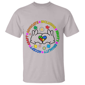 Autism Acceptance T Shirt Accept Adapt Advocate Inclusion Equity Equality TS02 Ice Gray Printyourwear