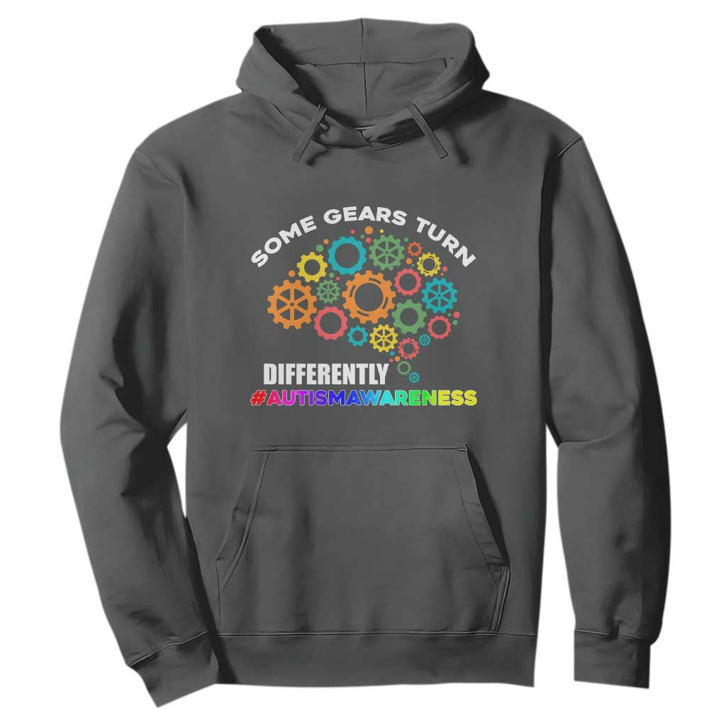 Autism Awareness Hoodie Some Gears Turn Differently Acceptance Neurodiversity Brain Gear TS02 Dark Heather Printyourwear