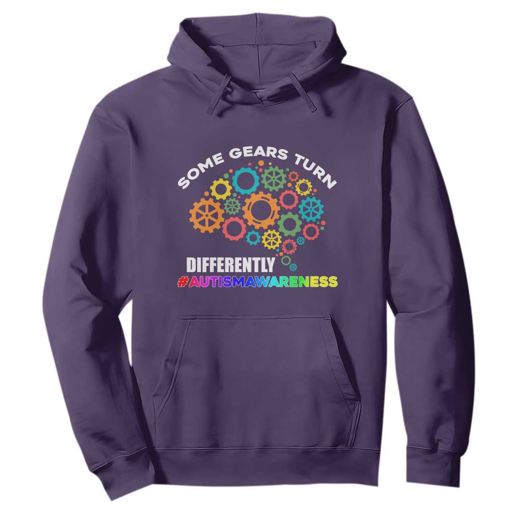 Autism Awareness Hoodie Some Gears Turn Differently Acceptance Neurodiversity Brain Gear TS02 Purple Printyourwear