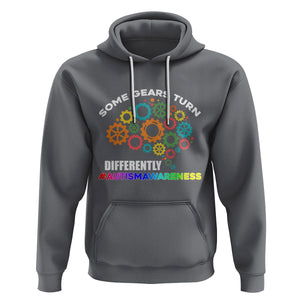 Autism Awareness Hoodie Some Gears Turn Differently Acceptance Neurodiversity Brain Gear TS02 Charcoal Printyourwear