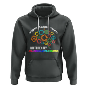 Autism Awareness Hoodie Some Gears Turn Differently Acceptance Neurodiversity Brain Gear TS02 Dark Heather Printyourwear