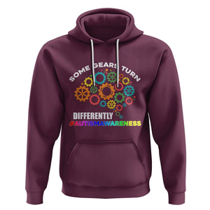 Autism Awareness Hoodie Some Gears Turn Differently Acceptance Neurodiversity Brain Gear TS02 Maroon Printyourwear