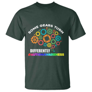 Autism Awareness T Shirt Some Gears Turn Differently Acceptance Neurodiversity Brain Gear TS02 Dark Forest Green Printyourwear