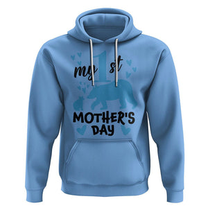 My First Mother's Day Hoodie New Mom Mama Bear Blue Baby Boy TS02 Carolina Blue Printyourwear