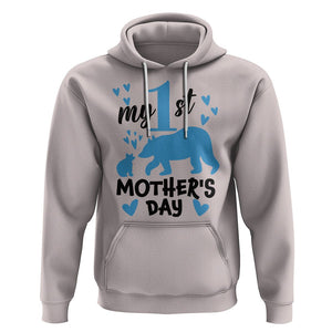 My First Mother's Day Hoodie New Mom Mama Bear Blue Baby Boy TS02 Ice Gray Printyourwear