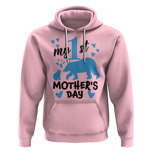 My First Mother's Day Hoodie New Mom Mama Bear Blue Baby Boy TS02 Light Pink Printyourwear