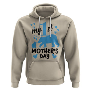 My First Mother's Day Hoodie New Mom Mama Bear Blue Baby Boy TS02 Sand Printyourwear