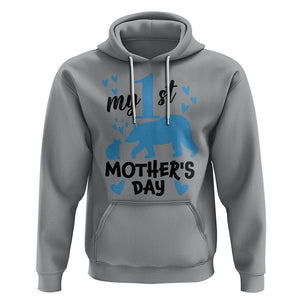 My First Mother's Day Hoodie New Mom Mama Bear Blue Baby Boy TS02 Sport Gray Printyourwear