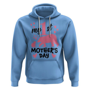 My First Mother's Day Hoodie New Mom Mama Bear Pink Baby Girl TS02 Carolina Blue Printyourwear