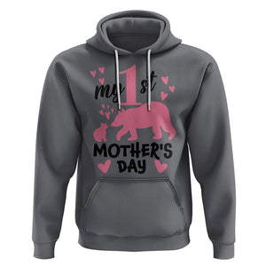 My First Mother's Day Hoodie New Mom Mama Bear Pink Baby Girl TS02 Charcoal Printyourwear