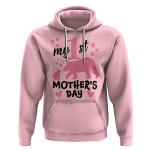 My First Mother's Day Hoodie New Mom Mama Bear Pink Baby Girl TS02 Light Pink Printyourwear