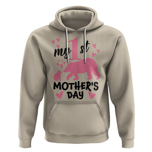 My First Mother's Day Hoodie New Mom Mama Bear Pink Baby Girl TS02 Sand Printyourwear