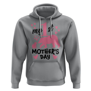 My First Mother's Day Hoodie New Mom Mama Bear Pink Baby Girl TS02 Sport Gray Printyourwear