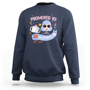 First Mother's Day Sweatshirt Promoted To Mommy Cool Retro New Mom TS02 Navy Printyourwear