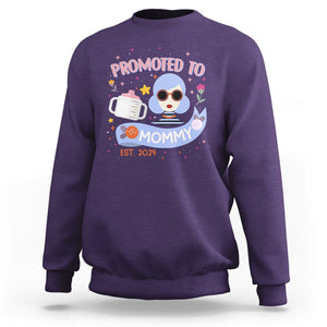 First Mother's Day Sweatshirt Promoted To Mommy Cool Retro New Mom TS02 Purple Printyourwear