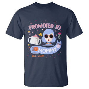 First Mother's Day T Shirt Promoted To Mommy Cool Retro New Mom TS02 Navy Printyourwear