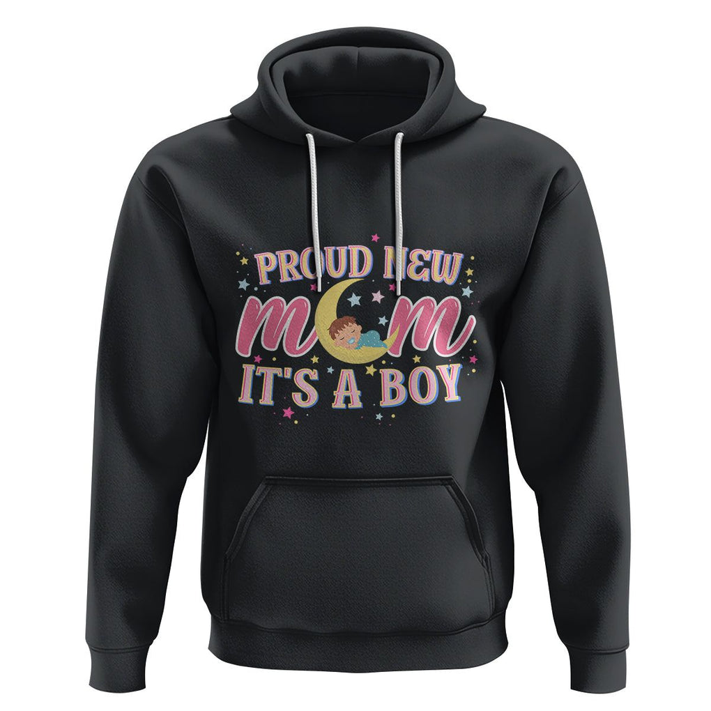 First Mother's Day Hoodie Proud New Mom It's A Boy Blue Baby TS02 Black Printyourwear