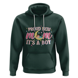 First Mother's Day Hoodie Proud New Mom It's A Boy Blue Baby TS02 Dark Forest Green Printyourwear