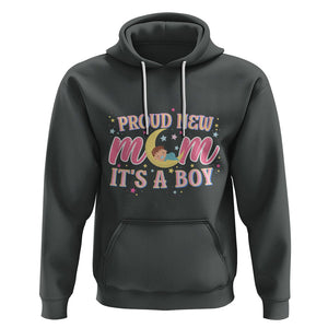 First Mother's Day Hoodie Proud New Mom It's A Boy Blue Baby TS02 Dark Heather Printyourwear