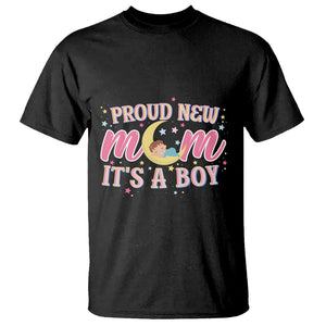 First Mother's Day T Shirt Proud New Mom It's A Boy Blue Baby TS02 Black Printyourwear