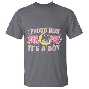 First Mother's Day T Shirt Proud New Mom It's A Boy Blue Baby TS02 Charcoal Printyourwear