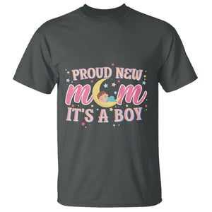 First Mother's Day T Shirt Proud New Mom It's A Boy Blue Baby TS02 Dark Heather Printyourwear